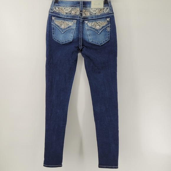 Miss Me Skinny Jeans Womens 26 Blue Mid Rise Embroidered Paisley E3520S6R - Picture 8 of 8